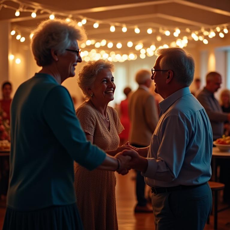 Couples laughing and dancing at a Friday social