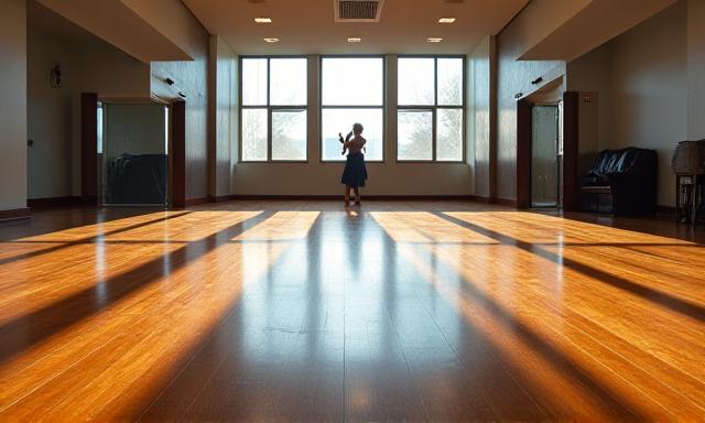 Wide view of professional ballroom dance floor at Saint Lawrence Avenue